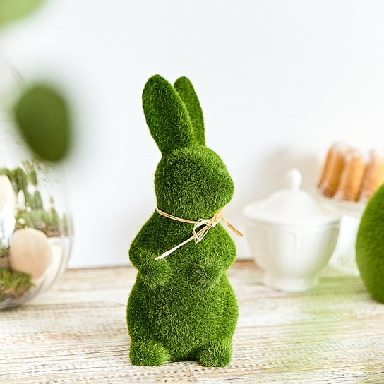 Figurka wielkanocna POLY królik zając zielony imitacja trawy 10x22 cm HOMLA Homla