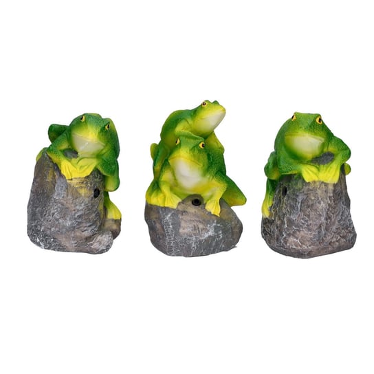 Figurka żabka zielona siedząca na kamieniu ozdoba ABC