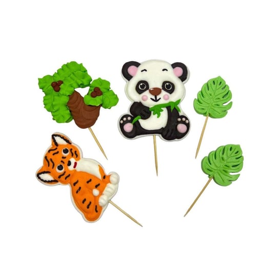 Figurki Cukrowe Zwierzęta 2D Wz.2 Panda I Tygrys Toppery Na Patyczkach Slado