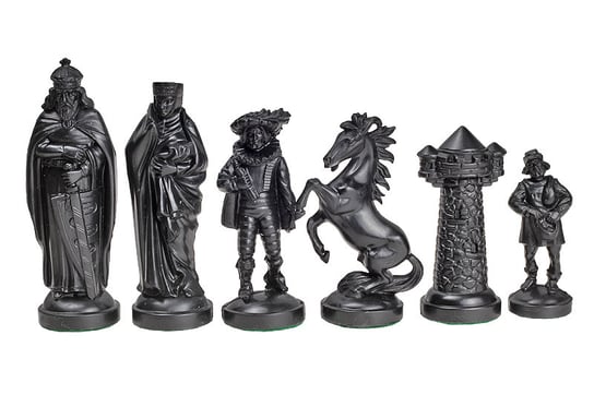 Figury szachowe Stylizowane Na Średniowiecze, Czarno-Złote (Król 98 Mm) Gra planszowa Sunrise Chess & Games Sunrise Chess & Games