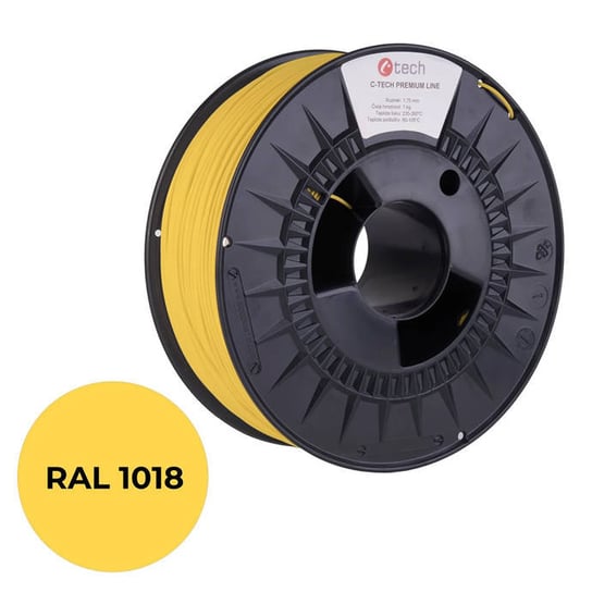 Filament do drukarki 3D C-TECH PREMIUM LINE, PLA, RAL1018, 1,75mm, 1kg, Zinc yellow C-TECH