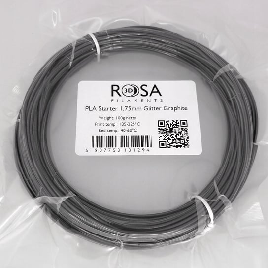 Filament ROSA 3D PLA 1,75mm 100g grafit błyszczący ROSA3D