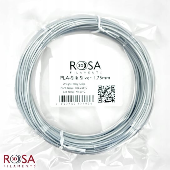 Filament ROSA 3D PLA SILK 1,75mm 100g Srebrny ROSA3D