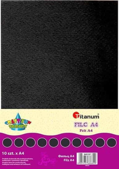 Filc dekoracyjny, 10ark format A4 czarny CRAFT-FUN - czarny Titanum
