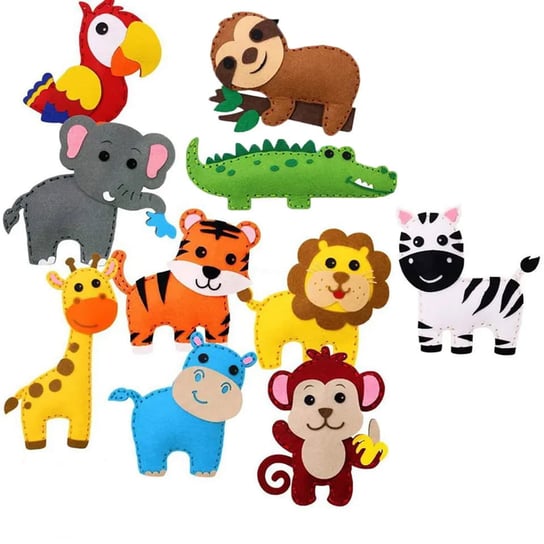 Filcowy zestaw kreatywny do szycia DIY Zwierzęta ZOO - 14 elementów HABARRI