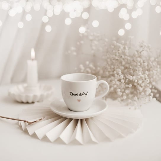 Filiżanka 100 ml espresso ze spodkiem - Dzień dobry! ZŁOTE SERCE Nadzwyczajnie