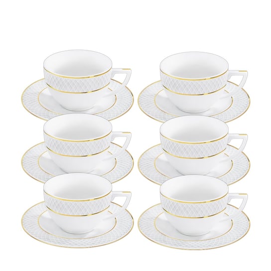 Filiżanka 90 ml i spodek do espresso zestaw porcelanowy ze złotym rantem 6 sztuk Wilmax England