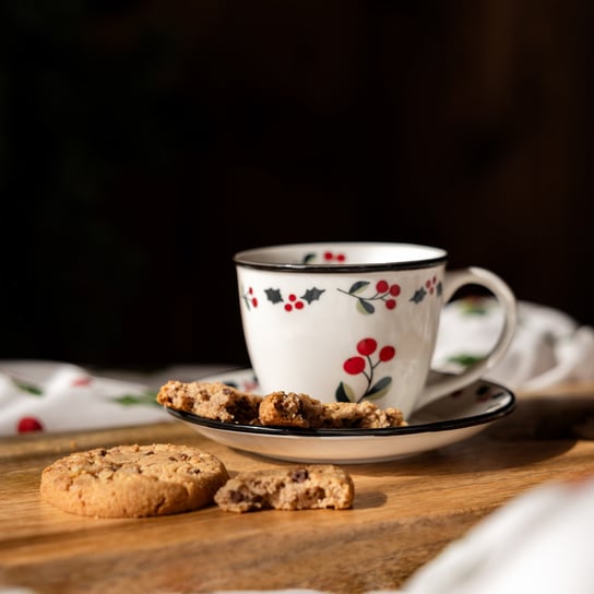 Filiżanka ceramiczna ANTILA ze spodkiem z jarzębiną 0,2 l HOMLA Homla