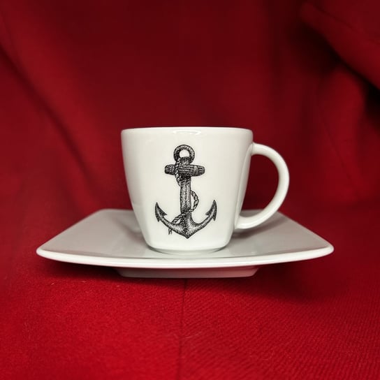 Filiżanka do espresso ręcznie malowana Kotwica admiralicji 90ml Rzecz-Pospolita Sztuka Użytkowa