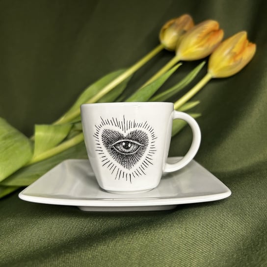 Filiżanka do espresso ręcznie malowana Oko na serce 90ml Rzecz-Pospolita Sztuka Użytkowa