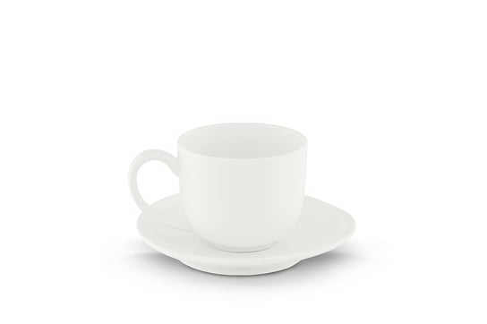 Filiżanka do espresso ze spodkiem RESEDA biały, 6,5x5, porcelana Konsimo