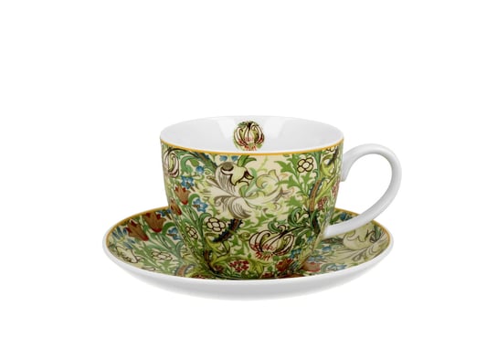 Filiżanka do kawy i herbaty porcelanowa ze spodkiem DUO Golden Lilly William Morris 400 ml DUO Gift