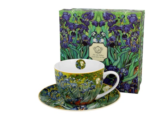 Filiżanka do kawy i herbaty porcelanowa ze spodkiem DUO Irises Vincent Van Gogh 270 ml DUO Gift