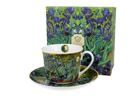 Filiżanka do kawy i herbaty porcelanowa ze spodkiem DUO Irises Vincent Van Gogh 400 ml DUO Gift