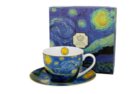 Filiżanka do kawy i herbaty porcelanowa ze spodkiem DUO Starry Night Vincent Van Gogh 270 ml DUO Gift