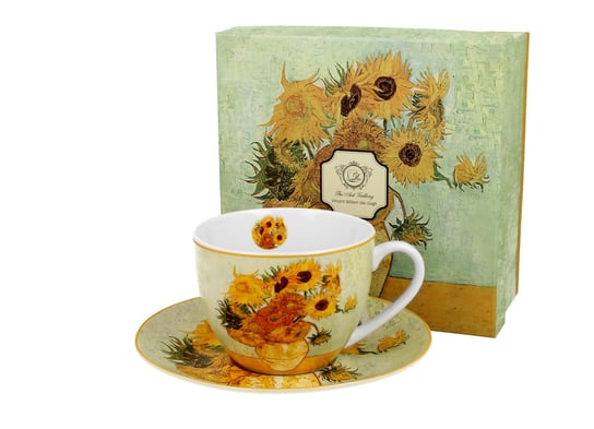 Filiżanka do kawy i herbaty porcelanowa ze spodkiem DUO Sunflowers Vincent Van Gogh 270 ml DUO Gift