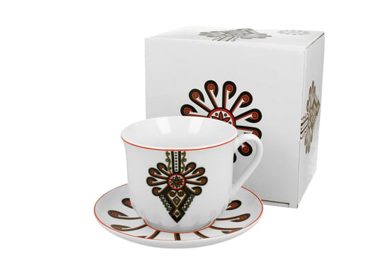 Filiżanka do kawy i herbaty porcelanowa ze spodkiem DUO WZÓR PARZENICA 470 ml DUO Gift