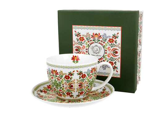 Filiżanka do kawy i herbaty porcelanowa ze spodkiem DUO WZÓR WĘGIERSKI 470 ml DUO Gift