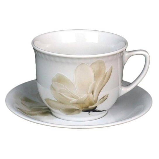 Filiżanka do kawy porcelanowa ze spodkiem Lubiana Wiedeń Magnolia 350 ml Tadar