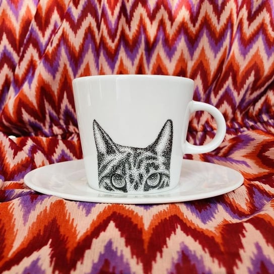 Filiżanka do kawy ręcznie malowana kot Koteł 200ml Rzecz-Pospolita Sztuka Użytkowa