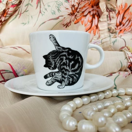 Filiżanka do kawy ręcznie malowana kot Lizus 200ml Rzecz-Pospolita Sztuka Użytkowa