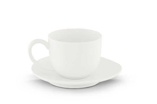 Filiżanka do kawy ze spodkiem RESEDA biały / Ø15 / porcelana Konsimo