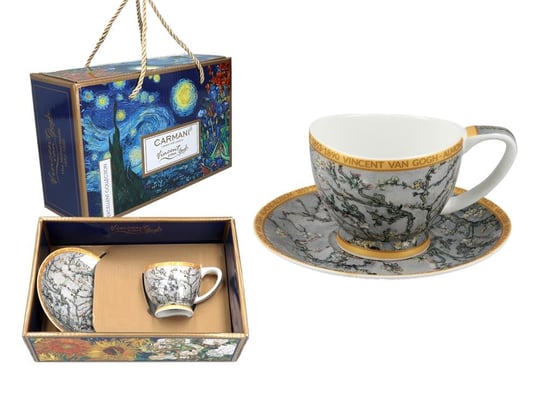 Filiżanka espresso Vanessa - V. van Gogh, Kwitnący Migdałowiec, srebrny (CARMANI) Carmani