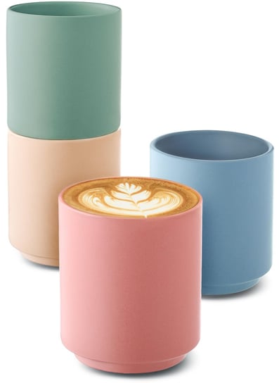 Filiżanki Do Cappuccino - Zestaw 4 Pastelowych Filiżanek Ceramicznych - Możliwość Sztaplowania - Można Myć W Zmywarce - 200 Ml Inna marka