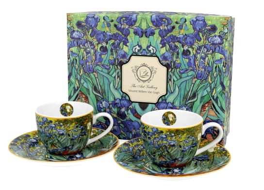 Filiżanki do espresso porcelanowe ze spodkami DUO Irises Vincent Van Gogh 90 ml 2 szt DUO Gift