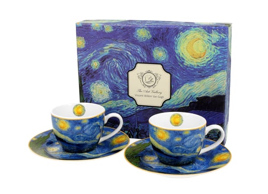Filiżanki do espresso porcelanowe ze spodkami DUO Starry Night Vincent Van Gogh 90 ml 2 szt DUO Gift
