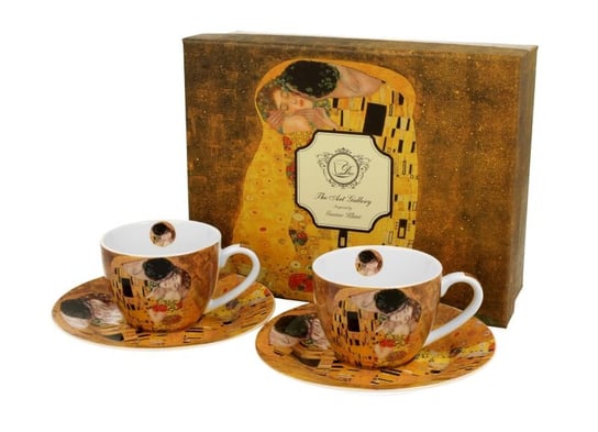 Filiżanki do espresso porcelanowe ze spodkami DUO The Kiss Gustav Klimt 90 ml 2 szt DUO Gift