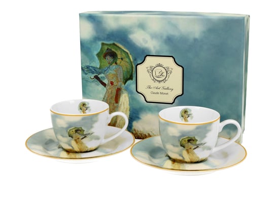 Filiżanki do espresso porcelanowe ze spodkami DUO Woman with Parasol Claude Monet 100 ml 2 szt DUO Gift