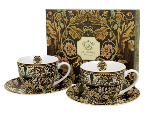 Filiżanki do  kawy i herbaty porcelanowe ze spodkami DUO Acanthus Leaves William Morris 270 ml 2 szt DUO Gift