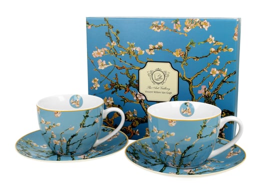 Filiżanki do  kawy i herbaty porcelanowe ze spodkami DUO Almond Blossom Vincent Van Gogh 280 ml 2 szt DUO Gift