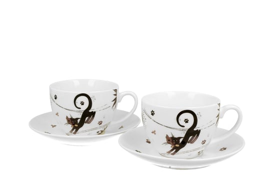 Filiżanki do kawy i herbaty porcelanowe ze spodkami DUO CHARMING CATS 280 ml 2 szt DUO Gift