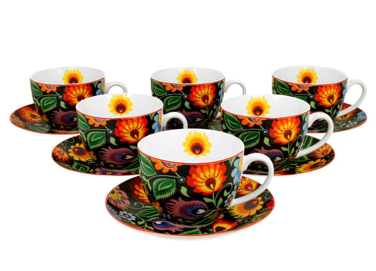 Filiżanki do  kawy i herbaty porcelanowe ze spodkami DUO ETNIC 270 ml 6 szt DUO Gift