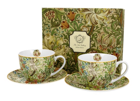 Filiżanki do  kawy i herbaty porcelanowe ze spodkami DUO Golden Lilly William Morris 270 ml 2 szt DUO Gift