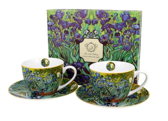 Filiżanki do  kawy i herbaty porcelanowe ze spodkami DUO Irises Vincent Van Gogh 280 ml 2 szt DUO Gift