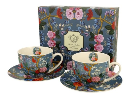 Filiżanki do  kawy i herbaty porcelanowe ze spodkami DUO Niebieski William Kilburn 280 ml 2 szt DUO Gift