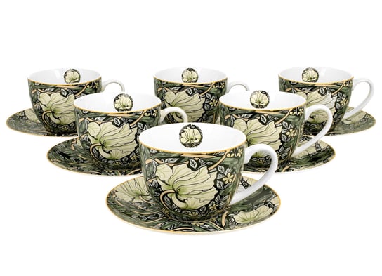 Filiżanki do  kawy i herbaty porcelanowe ze spodkami DUO Pimpernel William Morris 280 ml 6 szt DUO Gift