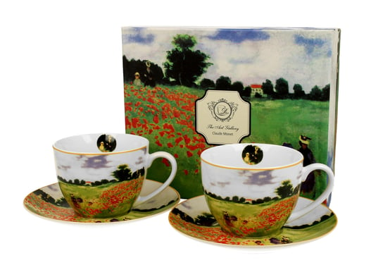 Filiżanki do  kawy i herbaty porcelanowe ze spodkami DUO Poppy Field Claude Monet 270 ml 2 szt DUO Gift