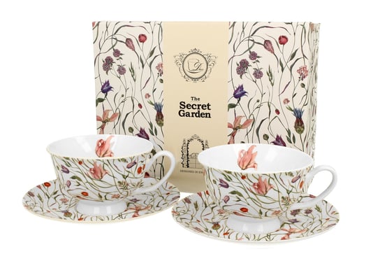 Filiżanki do kawy i herbaty porcelanowe ze spodkami DUO royal FLOWER MEADOW  250 ml 2 szt DUO Gift