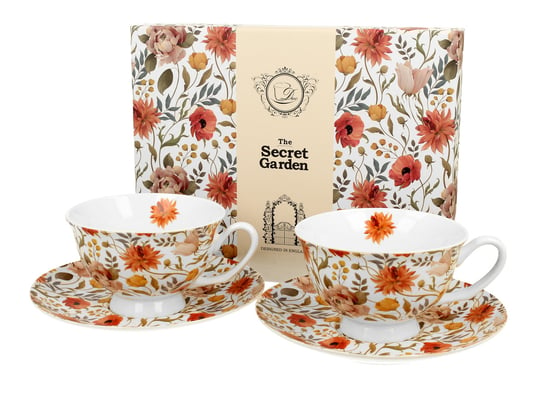 Filiżanki do kawy i herbaty porcelanowe ze spodkami DUO royal SUMMER FLOWERS  250 ml 2 szt DUO Gift