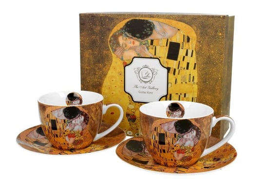 Filiżanki do  kawy i herbaty porcelanowe ze spodkami DUO The Kiss Gustav Klimt 280 ml 2 szt DUO Gift