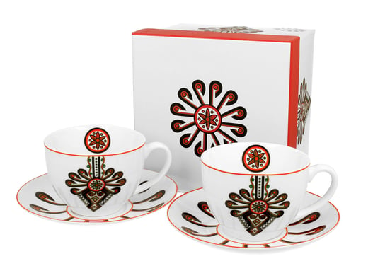 Filiżanki do  kawy i herbaty porcelanowe ze spodkami DUO WZÓR PARZENICA 270 ml 2 szt DUO Gift
