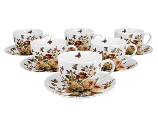 Filiżanki do  kawy i herbaty porcelanowe ze spodkami DUO ZAHRA 270 ml 6 szt DUO Gift