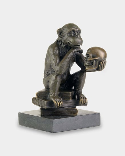 Filozofująca Małpa Darwina z Czaszką Rzeźba z Brązu rzezbyzbrazu.pl