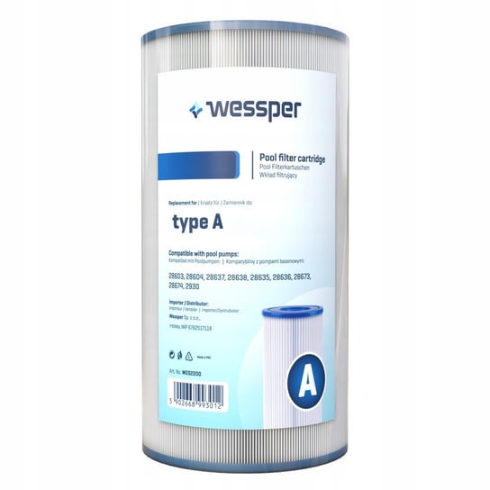 Filtr Typ A Wkład Do Pompy Basenowej Intex 29003 - Zamiennik Wessper