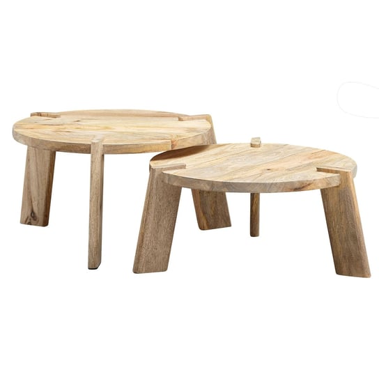 FineBuy designerski stolik kawowy zestaw 2 stolików do salonu z litego drewna mango FineBuy