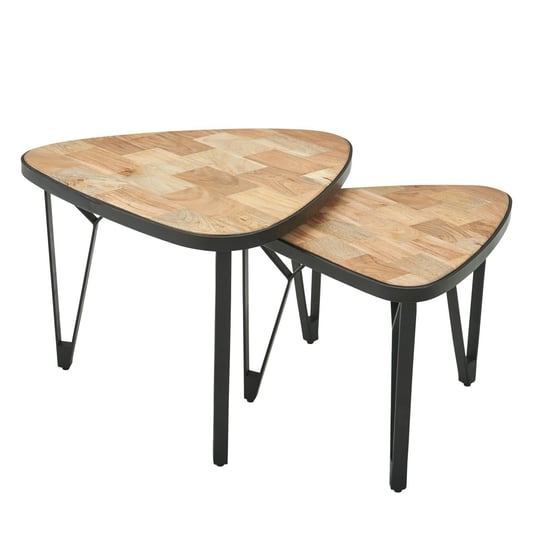 FineBuy litego drewna, metalowy stół do salonu, FineBuy